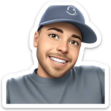 smiling boy in baseball cap sticker