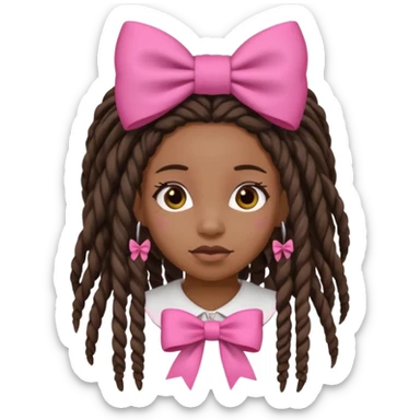 A black girl with dreadlocks and pink bows sticker