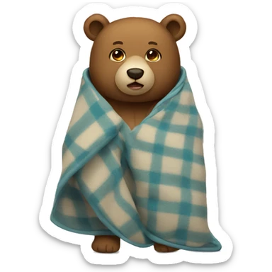 bear cozy in blanket sticker