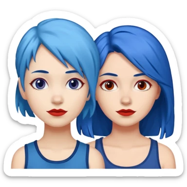 👭one having blue hair and one having red hair sticker