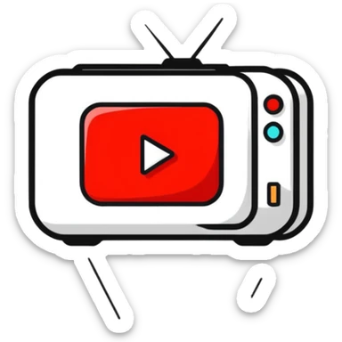 YouTube logo, red rounded rectangle with white play button sticker