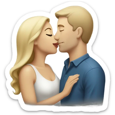 Light skin woman with kissing white man sticker