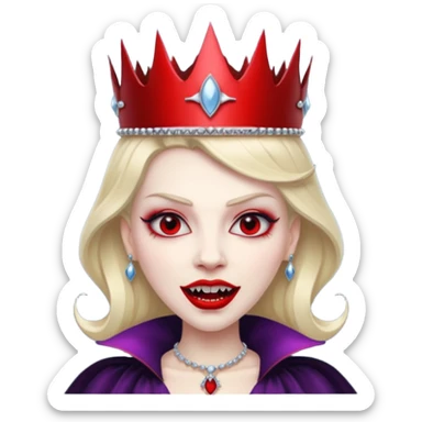 queen vampire with crown and fangs sticker