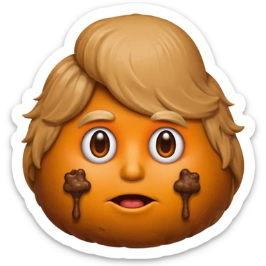 the poop emogi, a pile of poop in trumps image   none of those are what i want  i want the poop emogi with trumps face renbdered in poop, with an orange cast, and his wig on top sticker