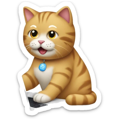 Un gato escribiendo en laptop sticker