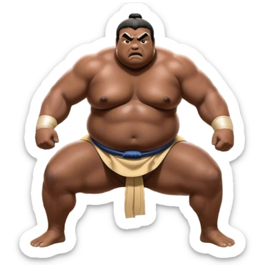 Sumo Wrestling – Cinematic Realistic Sumo Wrestling Scene, featuring a powerful sumo wrestler in traditional mawashi engaged in an intense bout on a sandy dohyo, muscles tensed and sweat glistening under dramatic arena lighting, capturing the raw energy and tradition of the sport. sticker