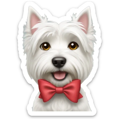 Westie dog with a bow sticker
