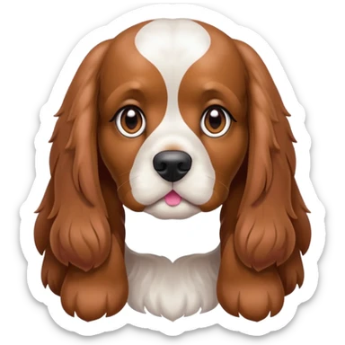 Cachorro Cocker spaniel branco, com manchas marrons. Olhos castanhos e focinho rosa. sticker