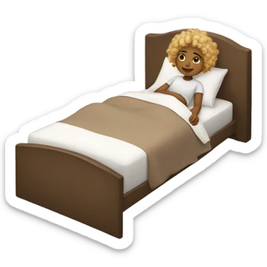 Brown girl with blonde curls relaxing in bed sticker