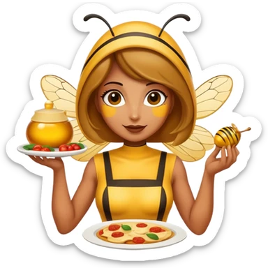 Woman bee serving Italian food sticker