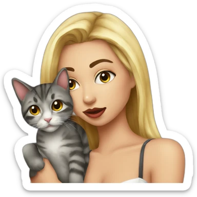 hot girl kiss cat sticker