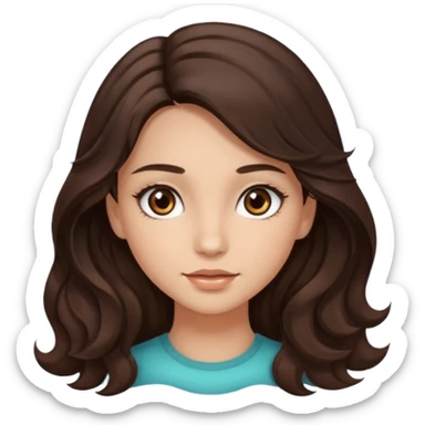 girl with wavy long dark brown hair, brown eyes, light to medium complexion, long lashes sticker