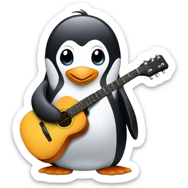 Penguin with a guitar sticker