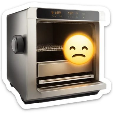 Gold light shining out of air fryer drawer  sticker