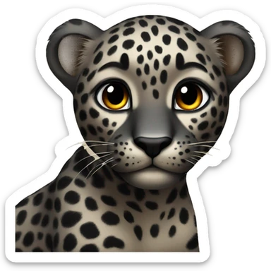 black cute leopard sticker