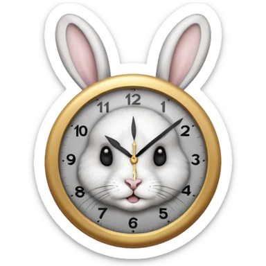 Un lapin qui a une horloge dqns la main sticker