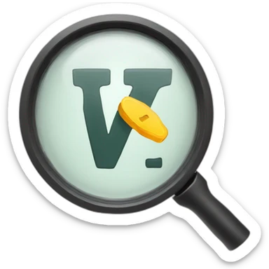 The letter W under a magnifier sticker
