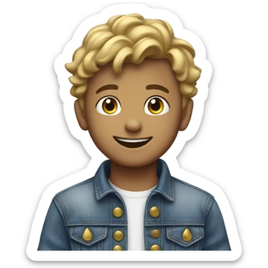 smiling boy in denim jacket sticker