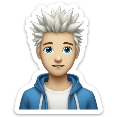 White spiky haired and blue eyed teenager  sticker
