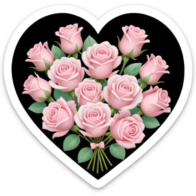 pastel roses in a heart shaped bouquet sticker