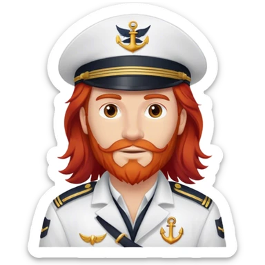 a male boat captain with long red hair no beard or mustache sticker
