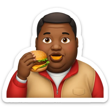 Fat black man eating burger sticker