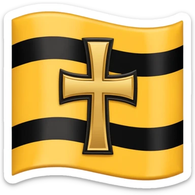 Each flag features a gold cross symbol, likely a Coptic cross, on a black and yellow background with horizontal stripes. 
 sticker