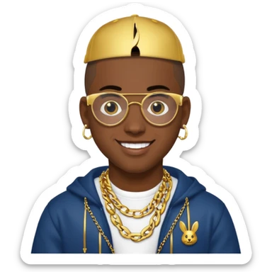 An emoji of Bad Bunny, the superstar from Puerto Rico. The singer. sticker