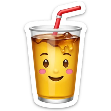 Um emoji dos amarelos mesmo com cara apaixonada, com cola despejada na cara sticker