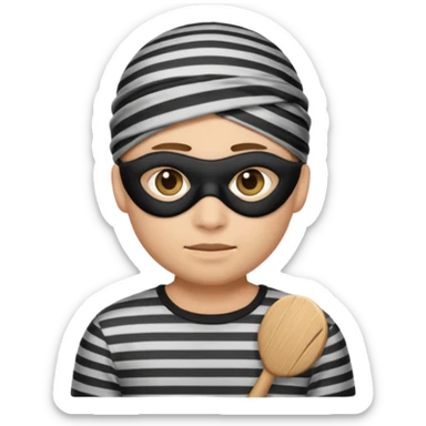 A theif robber emoji,Stripped shirt.eye mask. sticker