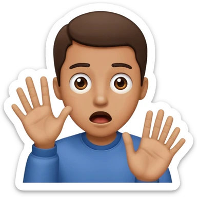 Shocked face with hand held out in a “bruh” way sticker