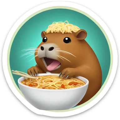 2d Cartoon Capybara eating Ramen sticker