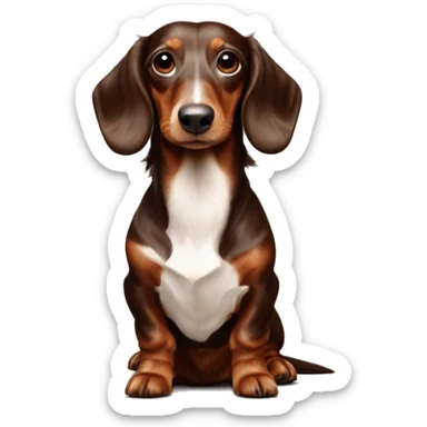 long haired dachshund chocolate and cream dappled  sticker