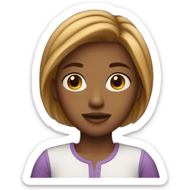 Gril AT short bruwn hair sticker