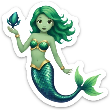 siren aesthetic fin green sticker