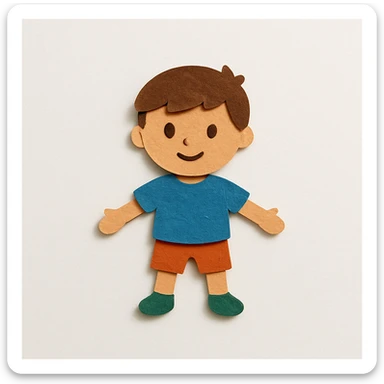 boy, paper craft style sticker