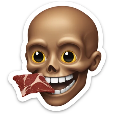 Skull emoji eating beef jerky  sticker