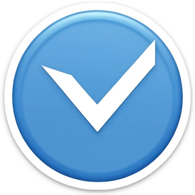 A blue circle with a white tick in the middle  sticker