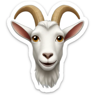 A goat with a monkey's head sticker