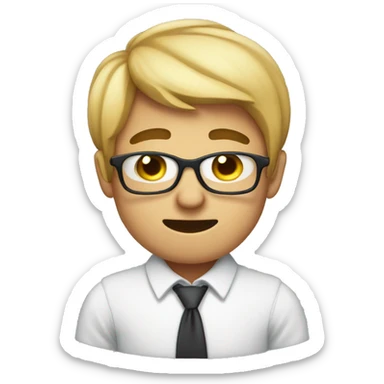 a nerdy bullied emoij blushing sticker