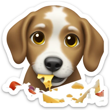 Cute dog eating a cheese salad sticker