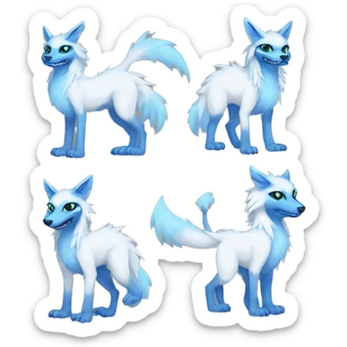 Cute Protogen-vernid-sergal-wickerbeast-fantasy-animal-fursona griffsnuff & LiLaiRa & Falvie full body white and light blue fur sticker