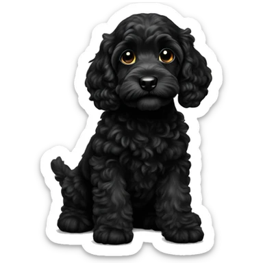 Black cockapoo puppy dog black sticker