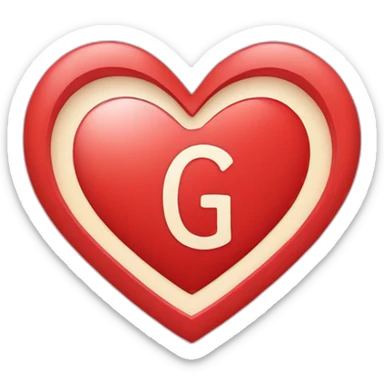 red heart with initial G inside sticker