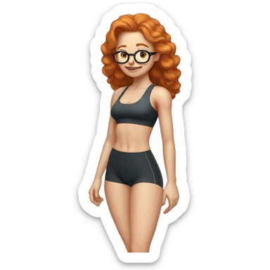 Ginger hair girl with eyeglasses and aesthetic gym outfit pumping her booty sticker