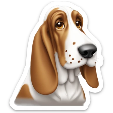 cute white basset hound dog with light brown spots sticker