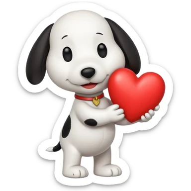 Snoopy holding heart  sticker
