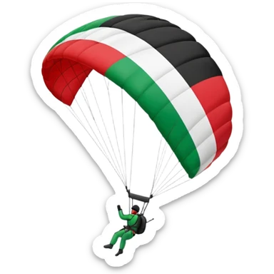 a palestinian flag with a paraglider, respect scrupulously the correct shapes and colours of the flag sticker