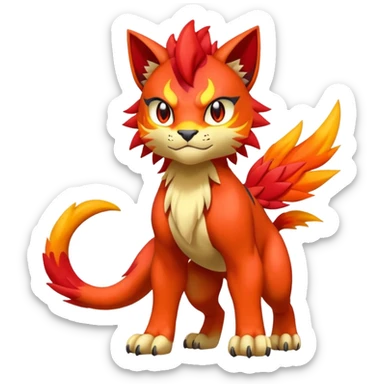 Pyroar-Litten-Fakémon-hybrid-creature (full body)  sticker