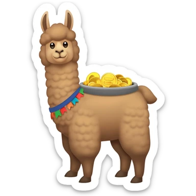 llama funny pot of gold sticker